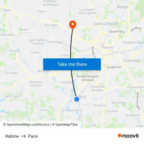 Rabine to Pacé map