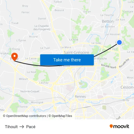Tihouït to Pacé map