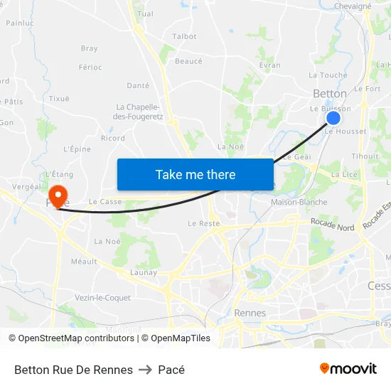 Betton Rue De Rennes to Pacé map