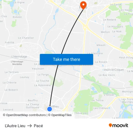 L'Autre Lieu to Pacé map