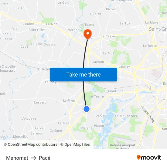 Mahomat to Pacé map