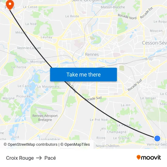 Croix Rouge to Pacé map