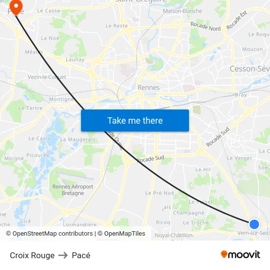 Croix Rouge to Pacé map