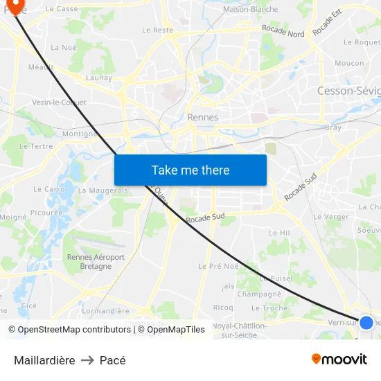 Maillardière to Pacé map