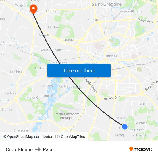 Croix Fleurie to Pacé map