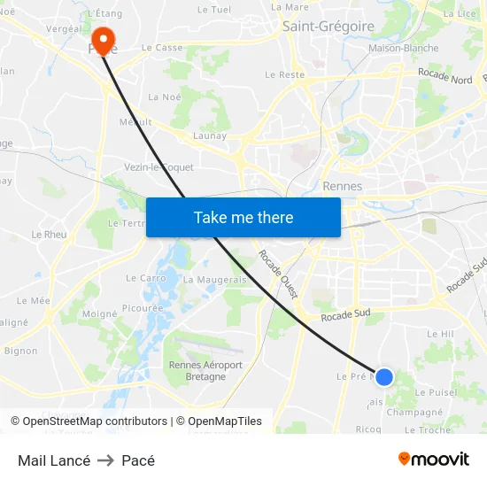 Mail Lancé to Pacé map