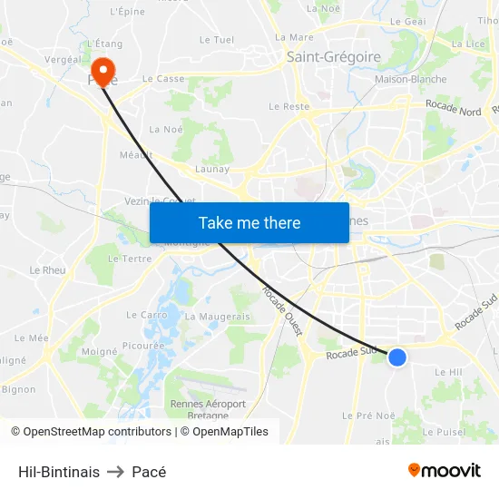 Hil-Bintinais to Pacé map