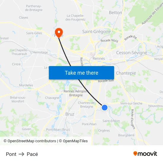 Pont to Pacé map