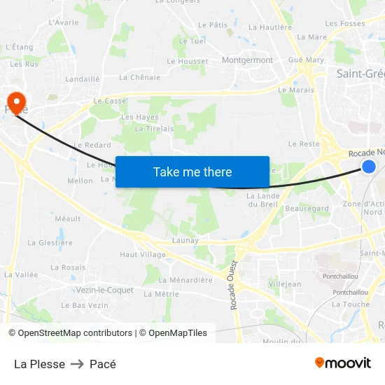 La Plesse to Pacé map