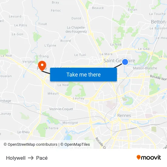 Holywell to Pacé map