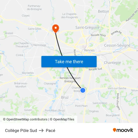 Collège Pôle Sud to Pacé map