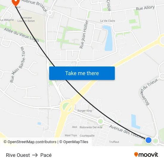 Rive Ouest to Pacé map