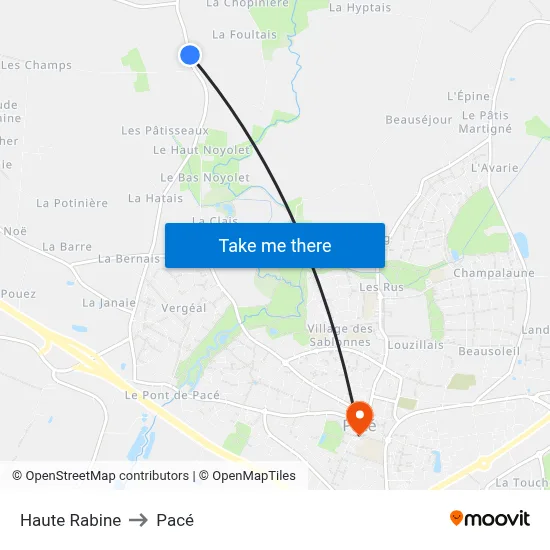 Haute Rabine to Pacé map