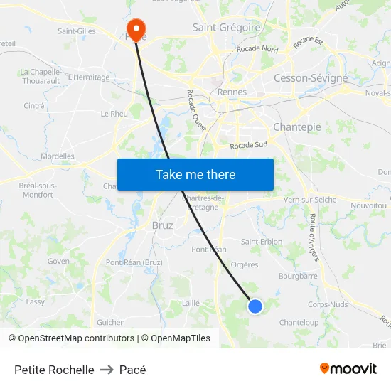 Petite Rochelle to Pacé map