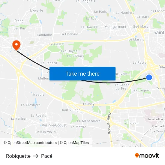 Robiquette to Pacé map