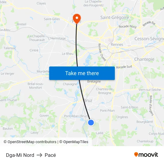 Dga-Mi Nord to Pacé map
