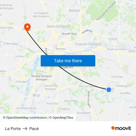 La Porte to Pacé map