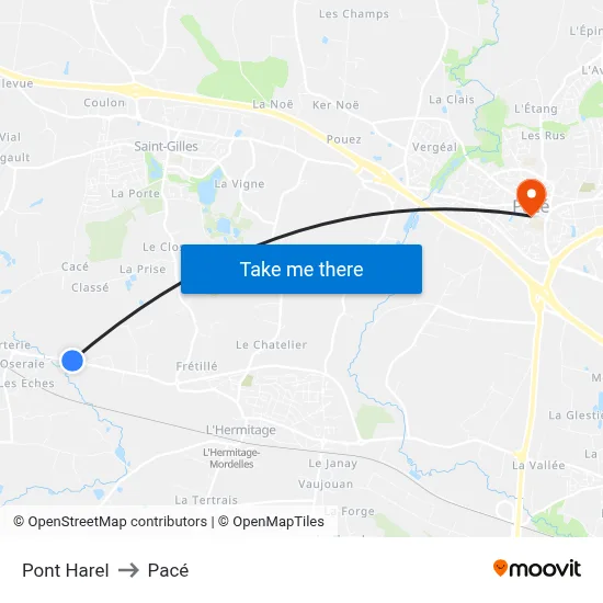 Pont Harel to Pacé map