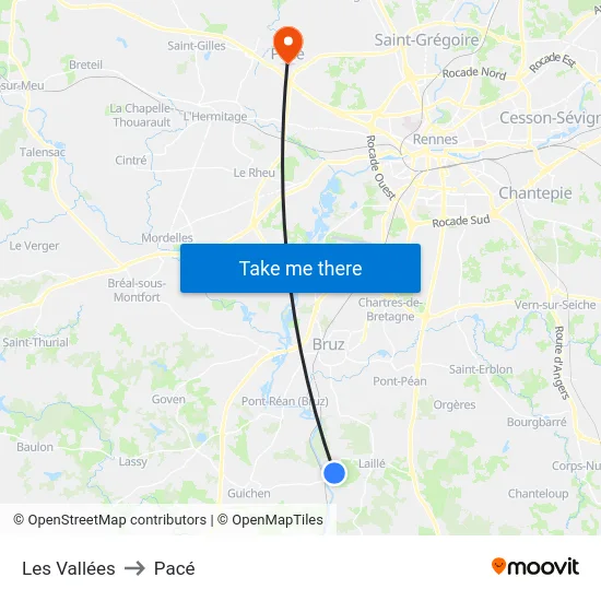Les Vallées to Pacé map
