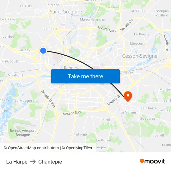 La Harpe to Chantepie map