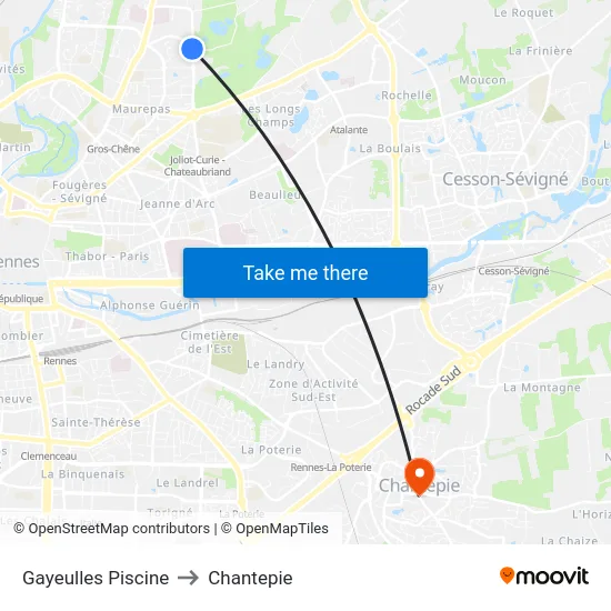 Gayeulles Piscine to Chantepie map