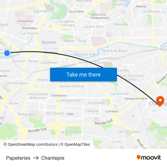 Papeteries to Chantepie map