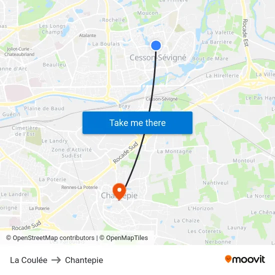 La Coulée to Chantepie map