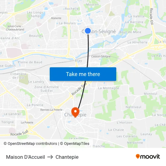 Maison D'Accueil to Chantepie map