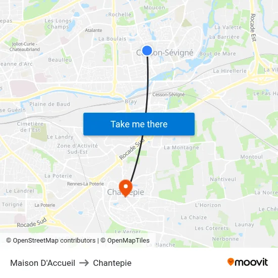 Maison D'Accueil to Chantepie map