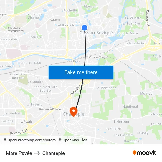Mare Pavée to Chantepie map