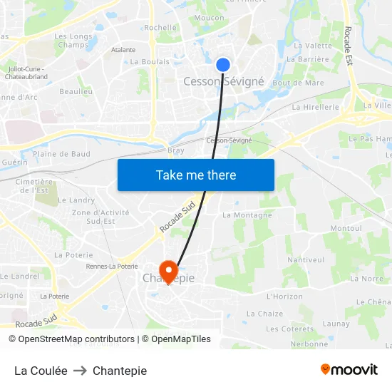 La Coulée to Chantepie map