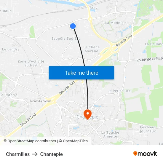 Charmilles to Chantepie map