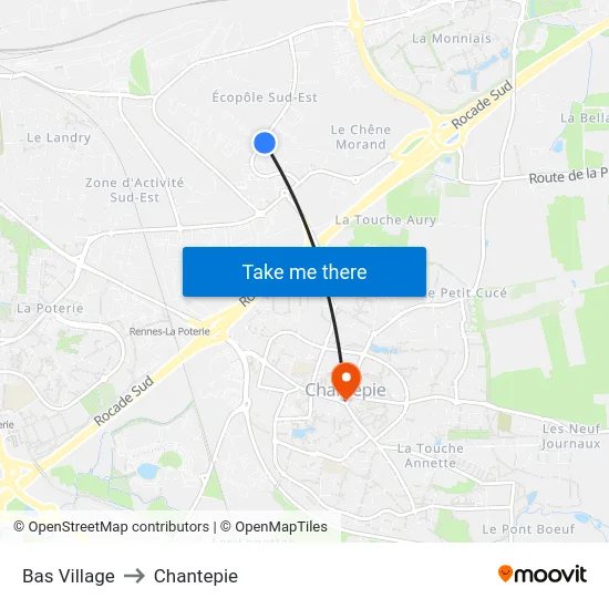 Bas Village to Chantepie map