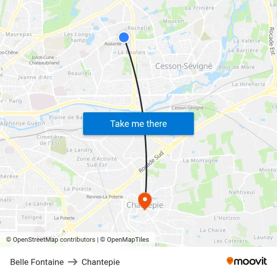 Belle Fontaine to Chantepie map