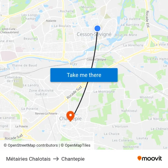 Métairies Chalotais to Chantepie map
