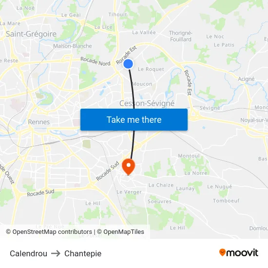 Calendrou to Chantepie map