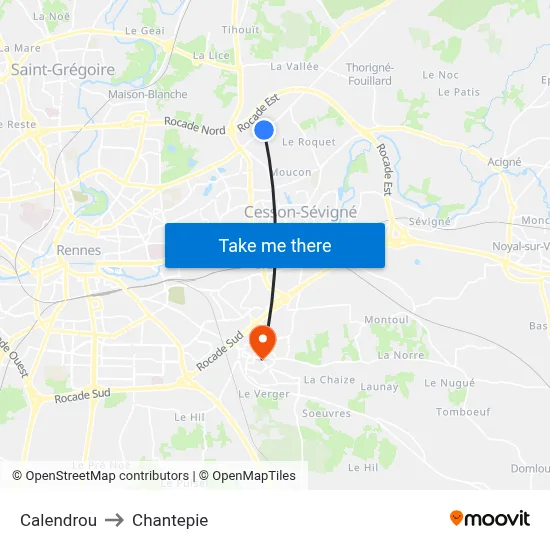 Calendrou to Chantepie map