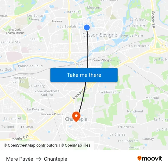 Mare Pavée to Chantepie map