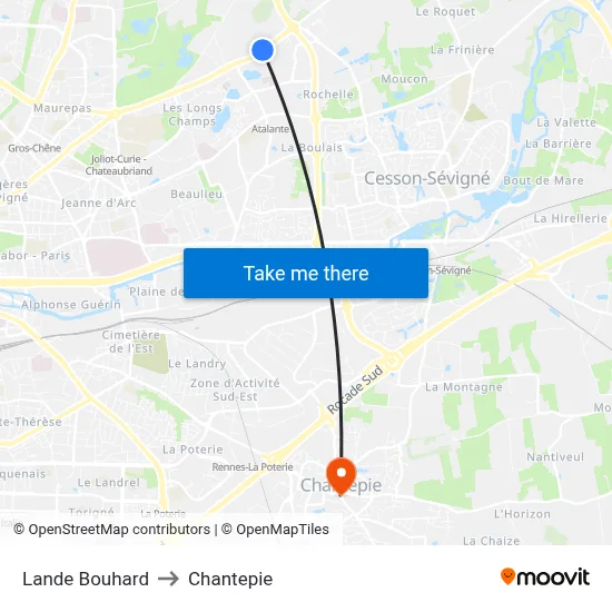 Lande Bouhard to Chantepie map