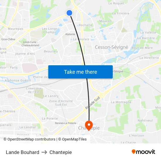 Lande Bouhard to Chantepie map