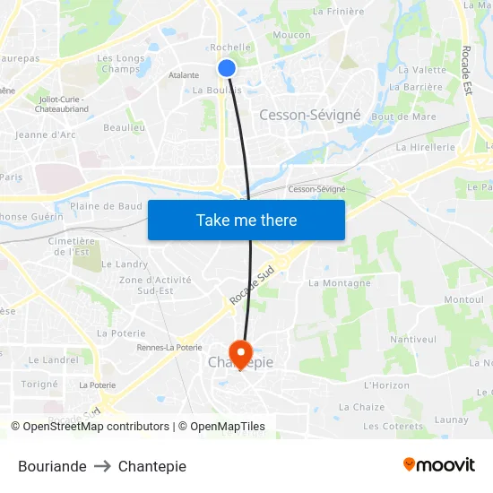 Bouriande to Chantepie map