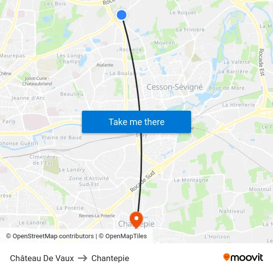 Château De Vaux to Chantepie map