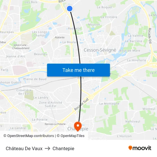 Château De Vaux to Chantepie map
