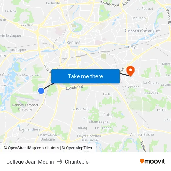 Collège Jean Moulin to Chantepie map