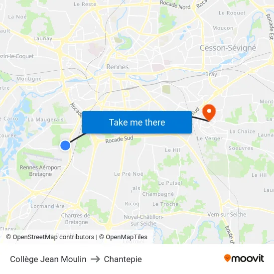 Collège Jean Moulin to Chantepie map