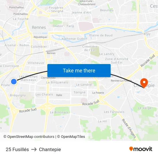 25 Fusillés to Chantepie map