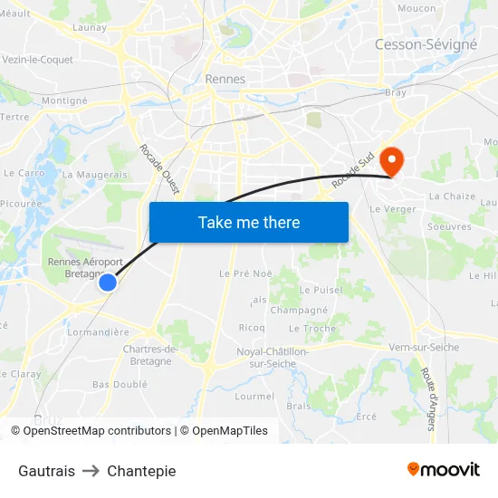 Gautrais to Chantepie map