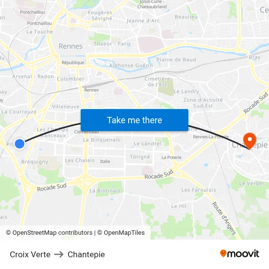 Croix Verte to Chantepie map