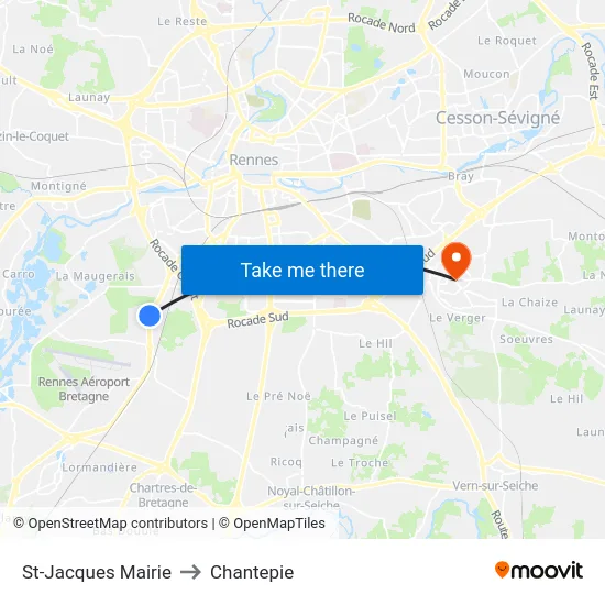 St-Jacques Mairie to Chantepie map