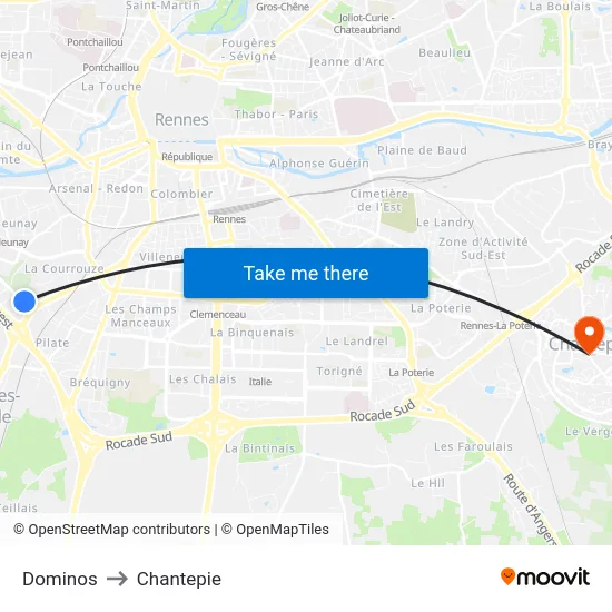 Dominos to Chantepie map